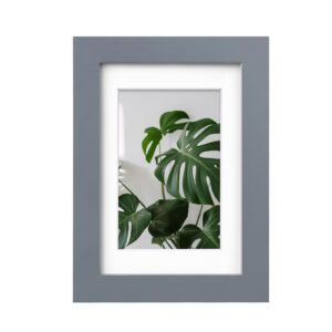 Egofine 4x6 Picture Frame Made of Solid Wood with Plexiglass, Display Pictures 3.5x5 with Mat or 4x6 Without Mat for Tabletop and Wall Mounting, Dark Grey