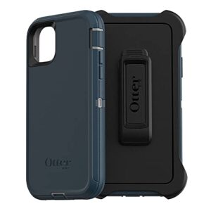 otterbox iphone 11 defender series case - gone fishin (wet weather/majolica blue), rugged & durable, with port protection, includes holster clip kickstand
