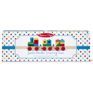 Melissa & Doug Wooden Jumbo Stacking Train – 4-Color Classic Wooden Toddler Toy (17 pcs)