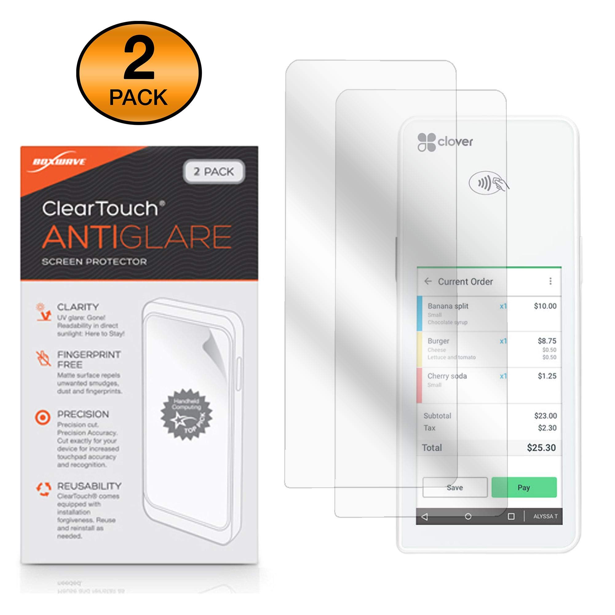 BoxWave Screen Protector Compatible with Clover Flex - ClearTouch Anti-Glare (2-Pack), Anti-Fingerprint Matte Film Skin for Clover Flex