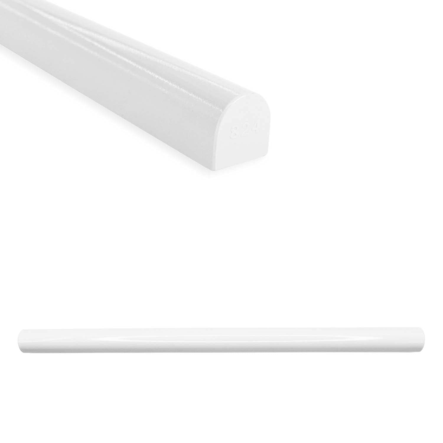 Questech Decor Soho Bullnose Tile Liner, 3/4 x 12 Inch Decorative Tile Edge Trim, Decorative Shower Tile Border, Kitchen Backsplash Tile Trim, Bright White Polished, 12 Pack