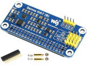 sense hat (b) for raspberry pi 4b/3b+/3b/2b/b+/a+/zero/zero w,pi 40pin gpio extension header onboard gyroscope accelerometer magnetometer barometer temperature humidity multi sensors i2c interface