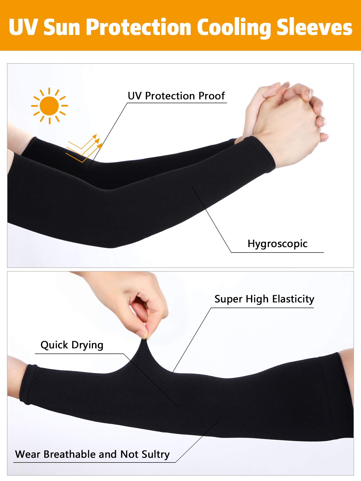 Boao 10 Pairs Arm Tattoo Sleeves for Men UV Sun Protection Arm Compression Sleeves for Gardening Sport Cycling Fishing