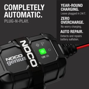 NOCO GENIUS2D, 2A Direct-Mount Onboard Car Battery Charger, 12V Automotive Charger, Battery Maintainer, Trickle Charger, Float Charger and Desulfator for Marine, ATV, Truck and Deep Cycle Batteries