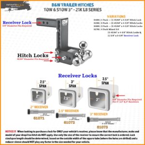 InfiniteRule Security 61781 | 4 Pack Mixed 3.0, Keyed Alike, Hitch Locks for B&W 3.0" Tow & Stow 21K LB - Includes Lock for 3.0" Receiver