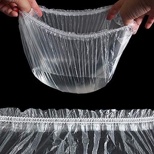 100 Pcs Disposable Plastic Shower Caps Clear Elastic Thick Bath Cap For Women Spa,Home Use,Hotel and Hair Salon