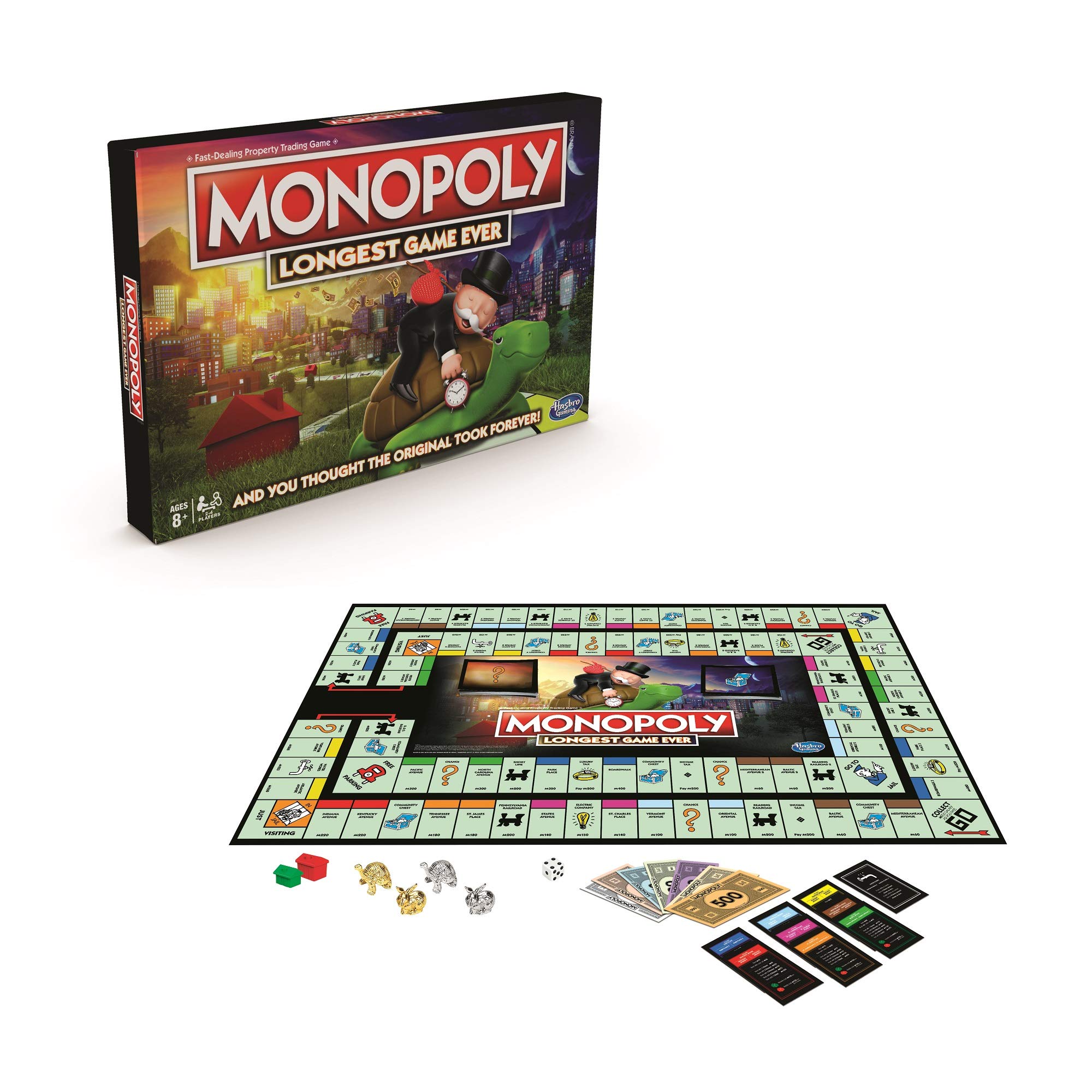 Monopoly Longest Game Ever, Classic Gameplay with Extended Play; Board Game (Amazon Exclusive) for Ages 8 & Up