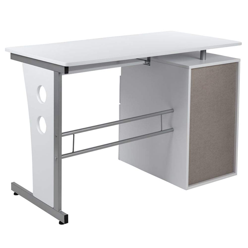 Flash Furniture Joshua White Desk with Three Drawer Pedestal and Pull-Out Keyboard Tray