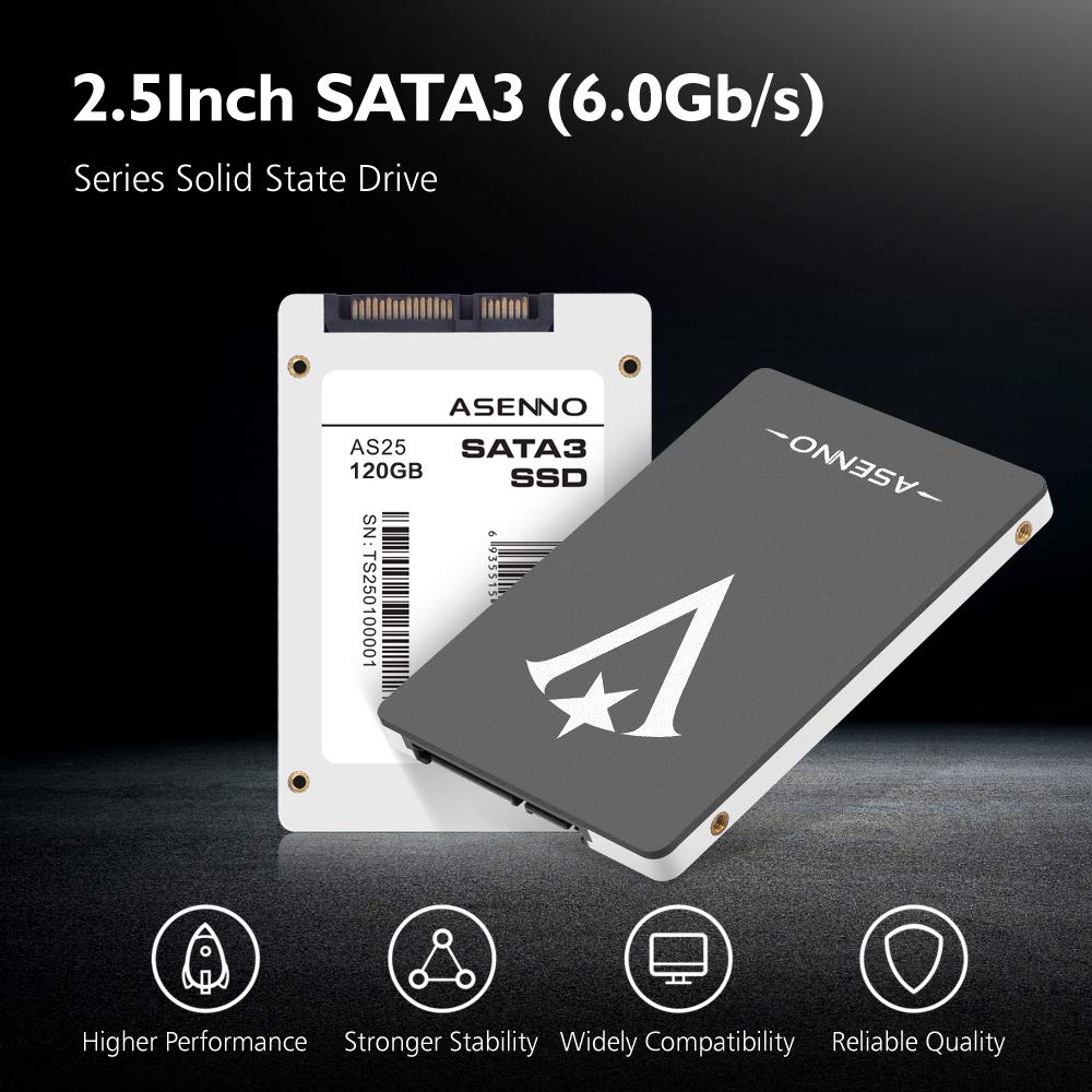 ASENNO 120GB 128GB 2.5 Inch SSD Internal Solid State Hard Drive for Notebook Tablet Desktop PC(120GB)