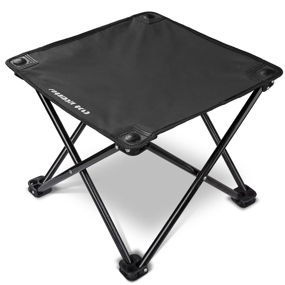 Forbidden Road Camping Stool Portable Footrest for Hiking Fishing Backpacking Beach Travel - Capacity 220lbs (Black, 14.17 * 11.8 inch)