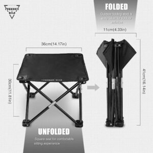 Forbidden Road Camping Stool Portable Footrest for Hiking Fishing Backpacking Beach Travel - Capacity 220lbs (Black, 14.17 * 11.8 inch)