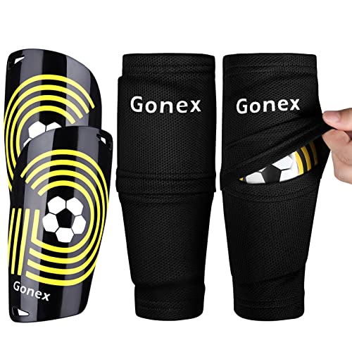 Gonex Soccer Shin Guards for Kids Adult, Youth Boys Girls Shin Guards Slip in Soccer Shin Pad Sleeves Canilleras for Football Games, EVA Cushion Protection Reduce Shocks & Injuries