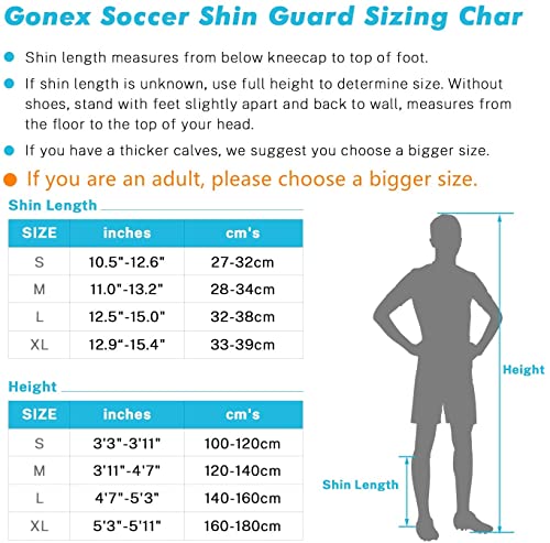 Gonex Soccer Shin Guards for Kids Adult, Youth Boys Girls Shin Guards Slip in Soccer Shin Pad Sleeves Canilleras for Football Games, EVA Cushion Protection Reduce Shocks & Injuries