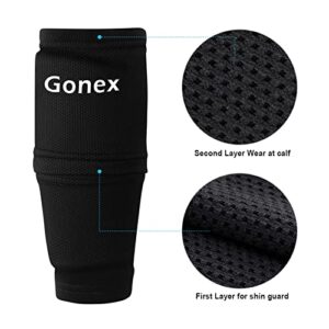 Gonex Soccer Shin Guards for Kids Adult, Youth Boys Girls Shin Guards Slip in Soccer Shin Pad Sleeves Canilleras for Football Games, EVA Cushion Protection Reduce Shocks & Injuries