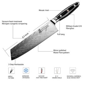 TUO Kiritsuke Chef Knife - Vegetable Cleaver Kitchen Knife 8.5-inch High Carbon Stainless Steel - Japanese Knives with G10 Full Tang Handle - Black Hawk-S Knives Including Gift Box