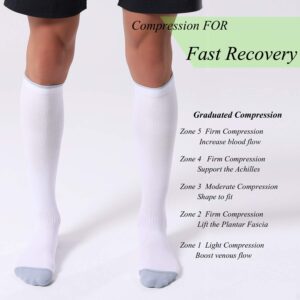 FITRELL 3 Pairs Compression Socks for Women and Men 20-30mmHg- Circulation and Muscle Support Socks for Travel, Running, Nurse, Black+White+Grey L/XL