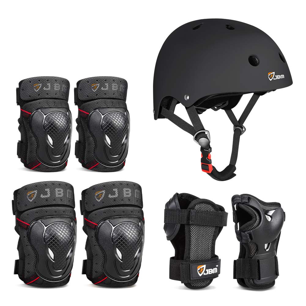 JBM Adult & Kid Full Protective Gear Set Multi Sport Helmet, Knee and Elbow Pads with Wrist Guards Protection for Biking,