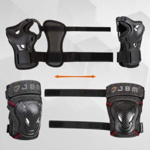 JBM Adult & Kid Full Protective Gear Set Multi Sport Helmet, Knee and Elbow Pads with Wrist Guards Protection for Biking,