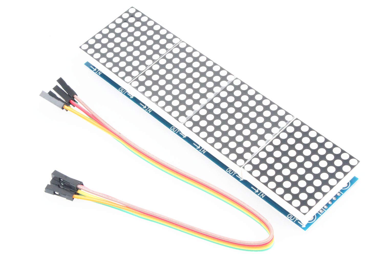 NOYITO MAX7219 Dot Matrix Module 4 in 1 Display Module Blue Red Green Three Colors with 5Pin Wire - Upgrade (Blue)