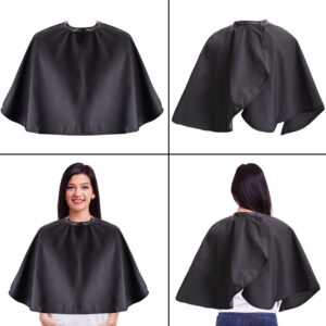 Noverlife Black Makeup Cape, Chemical & Water Proof Beauty Salon Shorty Smock for Clients, Lightweight Comb-out Beard Apron Shortie Makeup Bib Styling Shampoo Cape for Makeup Artist Beautician