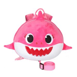 supercute kid's backpack 3d shark shape with toddler safety harnesses & leashes, preschool backpack for 2-5 years old girls boys (rose)