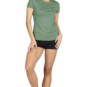 icyzone Workout Running Tshirts for Women - Fitness Athletic Yoga Tops Exercise Gym Shirts (Pack of 3) (XL, Charcoal/Burgundy/Turf Green)