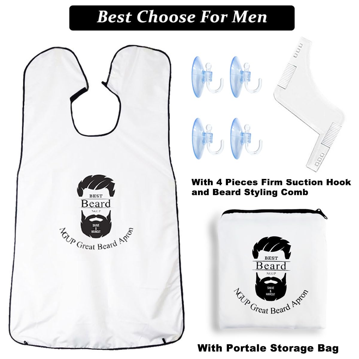 NGUP Beard bib for Man Shaving Tool Hair Clippings Beard Trimming Bib Non-Stick Beard Apron Hair Catcher Cloth Father's Day gift for Dad Boyfreind Husband