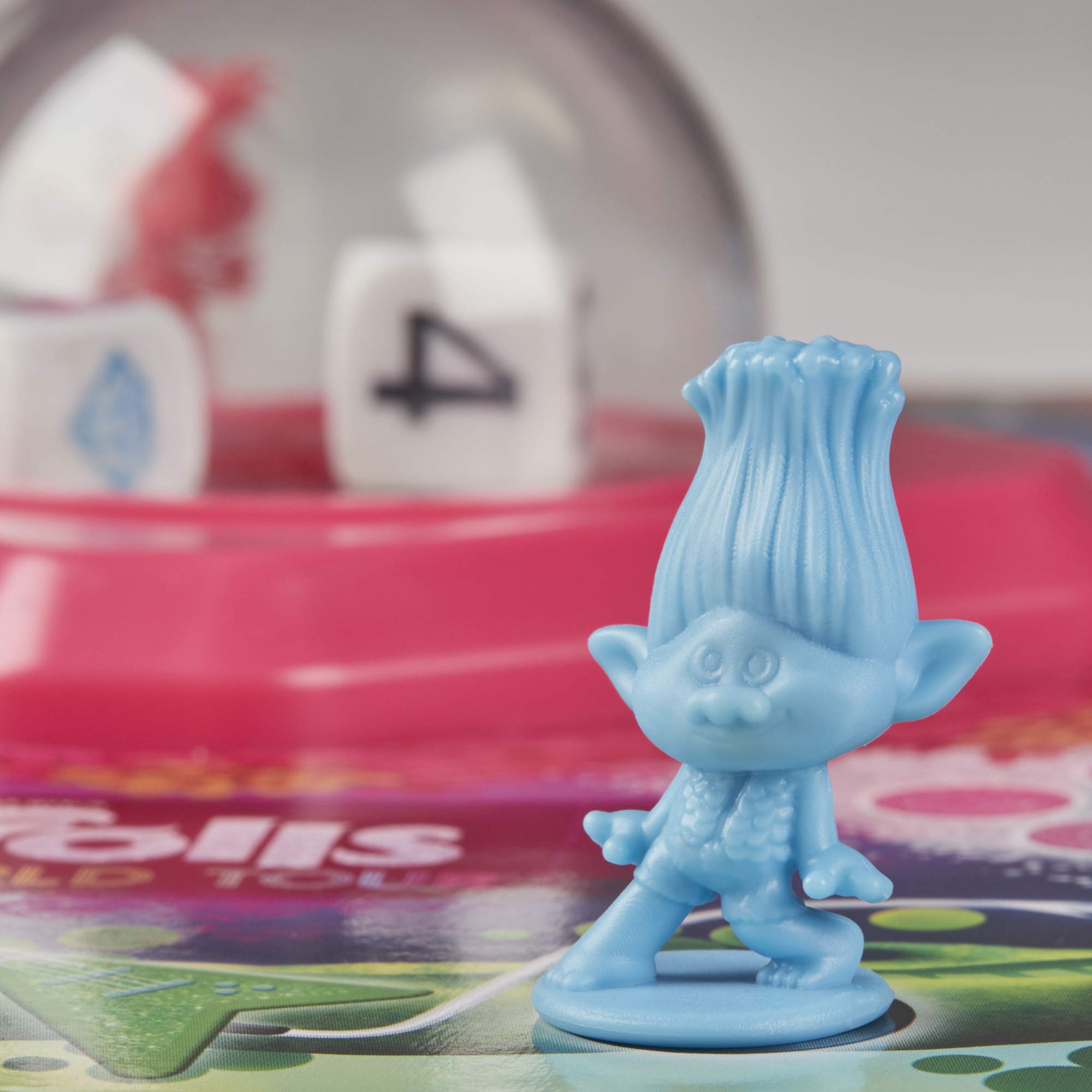 Trouble: DreamWorks Trolls World Tour Edition Board Game for Kids Ages 5 and Up; Includes Tiny Diamond Figure with Hair, Model:E8906