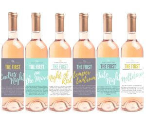 6 mommy's first milestone wine labels and stickers, great baby shower and pregnancy gift ideas for mom to be, funny mom's first moments after having new baby girl or boy – by harper & ivy designs