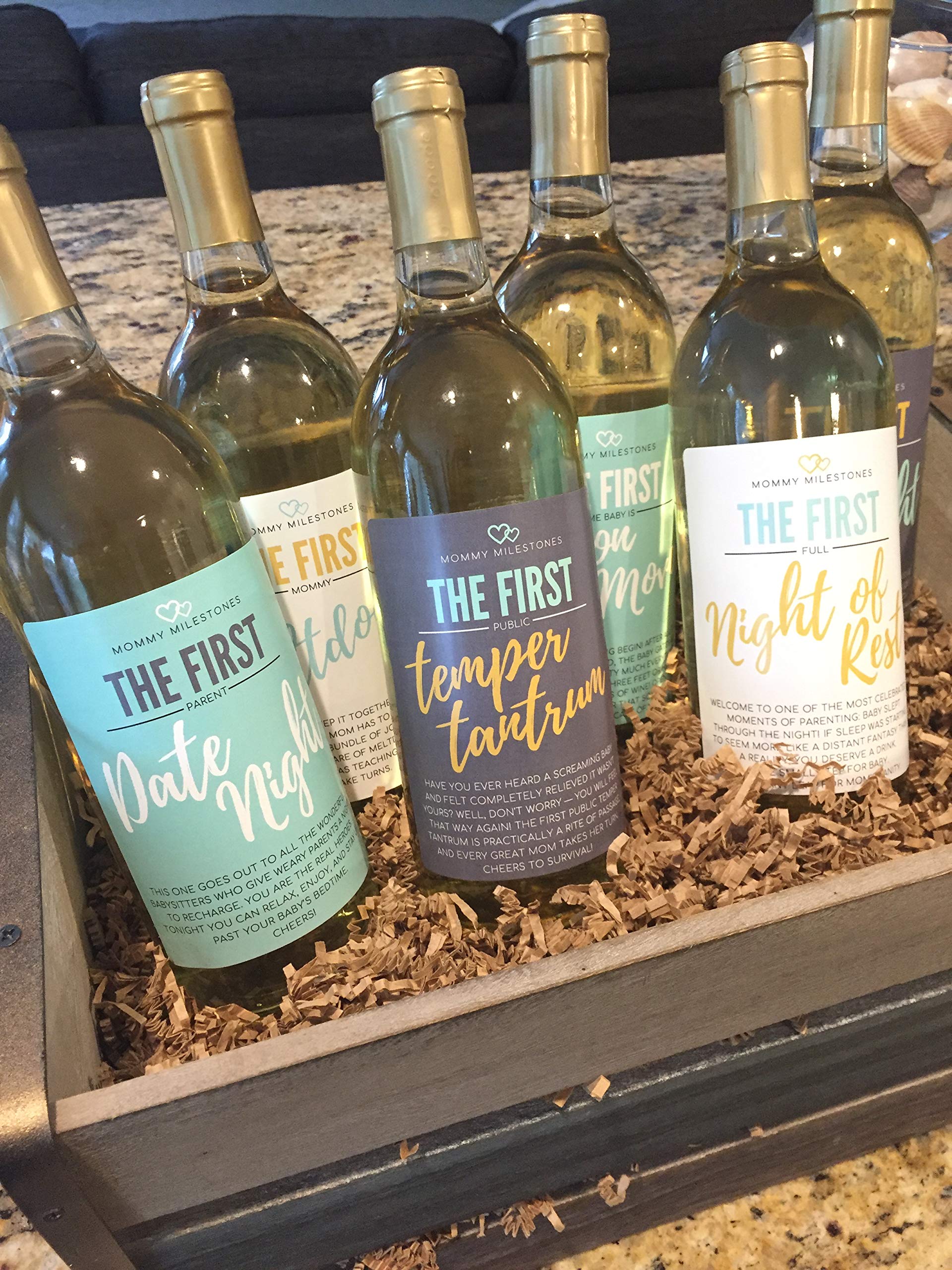 6 Mommy's First Milestone Wine Labels and Stickers, Great Baby Shower and Pregnancy Gift Ideas for Mom To Be, Funny Mom's First Moments After Having New Baby Girl or Boy – By Harper & Ivy Designs