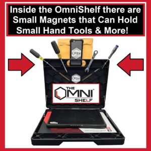 The OmniShelf Portable Workstation, Magnetic Toolbox, Laptop Stand w/ 40 lb Capacity, Hands Free Workstation, Attach to HVAC, Trucks, Walls, Poles etc. (Model # OSO1 - Magnets)