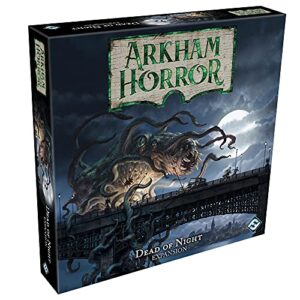 arkham horror the dead of night board game expansion - new scenarios, investigators, and horrors! cooperative mystery game, ages 14+, 1-6 players, 2-3 hour playtime, made by fantasy flight games