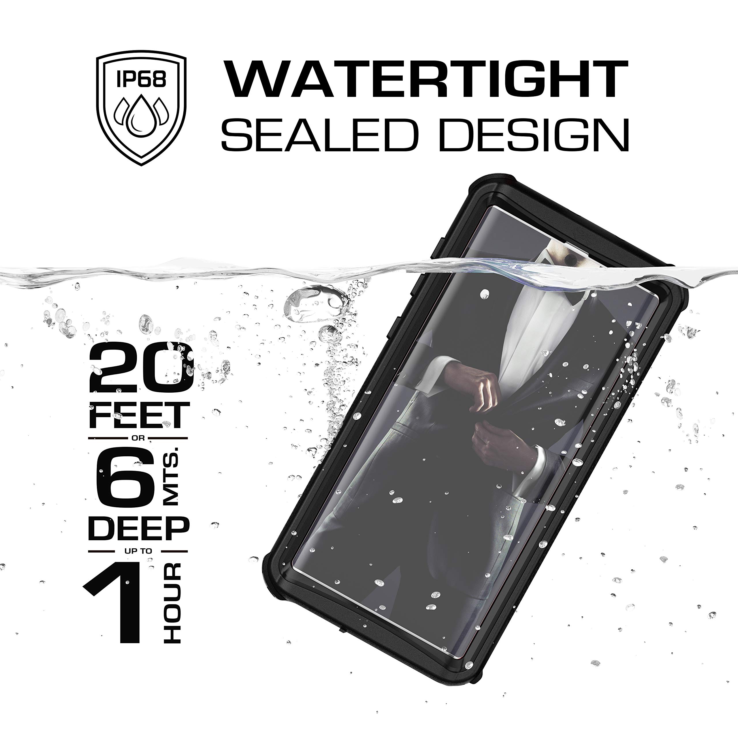 Ghostek Nautical Waterproof Galaxy Note 10 Case with Screen Protector Super Rugged Extreme Heavy Duty Protection Tough Full Body Underwater Watertight Seal for 2019 Galaxy Note 10 (6.3 Inch) - (Black)