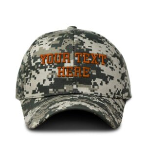 camo baseball cap custom personalized text cotton hunting dad hats for men & women strap closure pixel digital camo