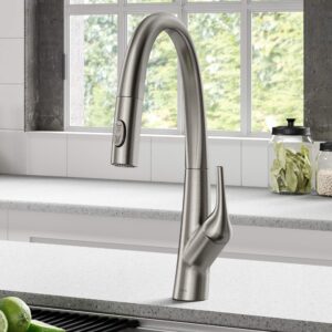 kraus arqo m single handle pull-down kitchen faucet in spot free stainless steel, kpf-2523sfs