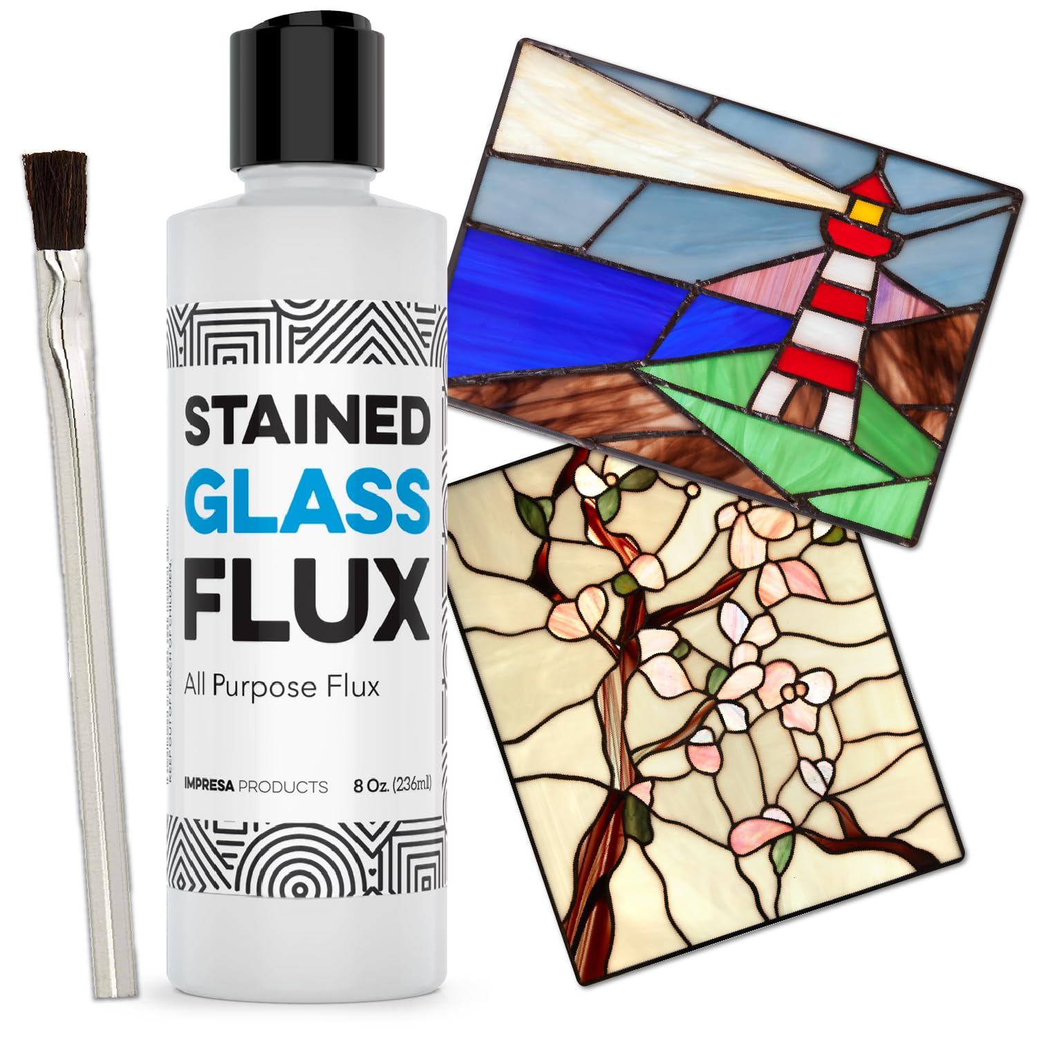 IMPRESA 8oz Liquid Zinc Flux for Stained Glass, Soldering Work, Glass Repair and more - Easy Clean Up - Made in USA