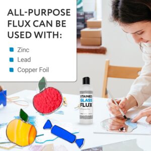 IMPRESA 8oz Liquid Zinc Flux for Stained Glass, Soldering Work, Glass Repair and more - Easy Clean Up - Made in USA