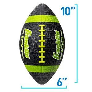 Franklin Sports Junior Footballs - Grip-Rite 100 - Kids Junior Size Rubber Footballs - Youth Footballs - 6 Pack of Footballs with Pump - Black/Optic