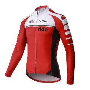 catena men's cycling jersey short sleeve shirt running top moisture wicking workout sports t-shirt black (red-white, l)