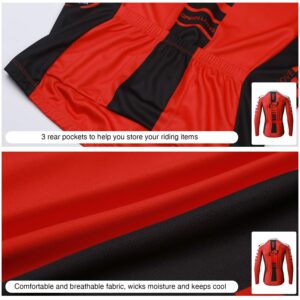 CATENA Men's Cycling Jersey Short Sleeve Shirt Running Top Moisture Wicking Workout Sports T-Shirt Black (Red-White, L)