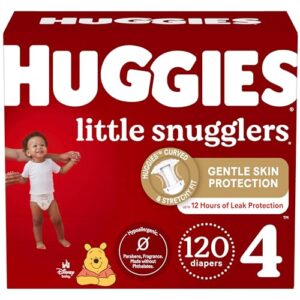 huggies size 4 diapers, little snugglers baby diapers, size 4 (22-37 lbs), 120 count