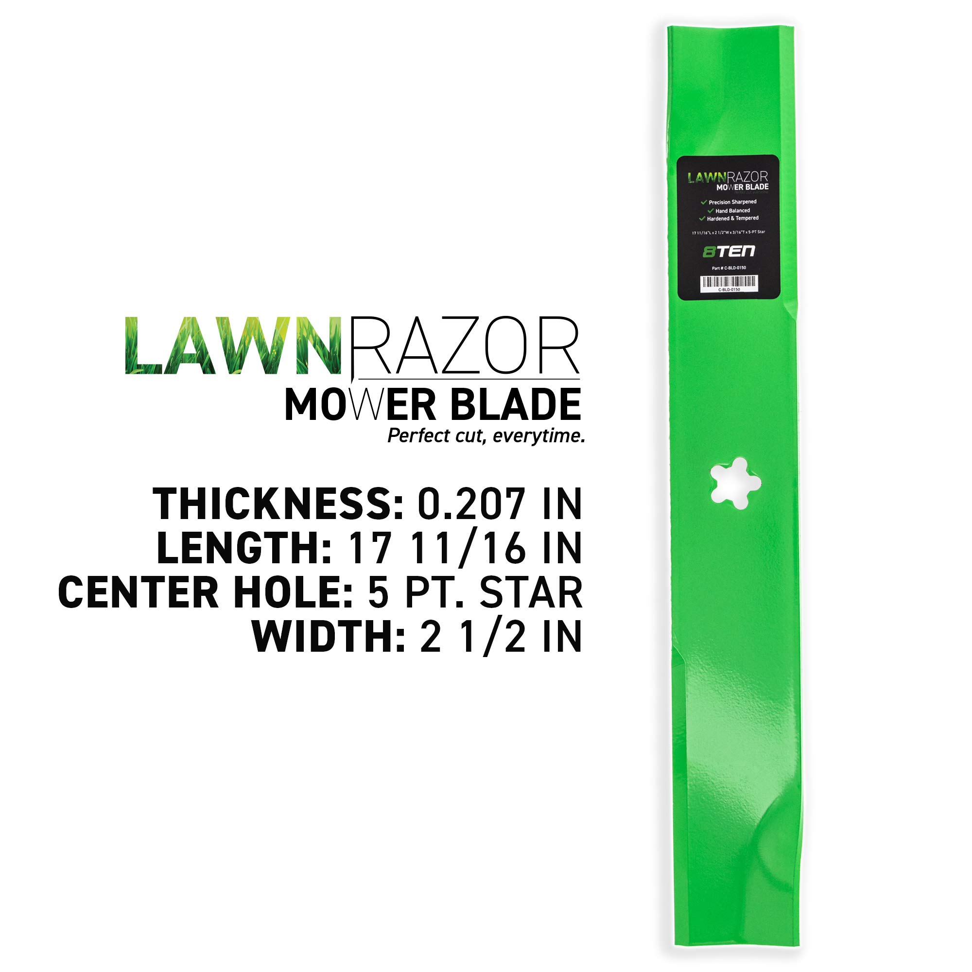 8TEN LawnRAZOR Mower Blade for Husqvarna GT 52XLS GTH 27V52LS 26V52LS 3052TF 574870801 52 inch Deck (High-Lift) 6 Pack