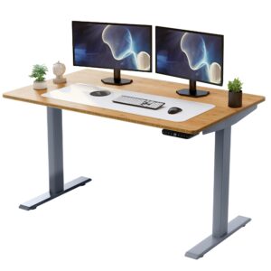 Rise UP Electric Standing Desk adjustable height desk 27-47" dual motor one piece 60x30" bamboo desktop height adjustable desk adjustable standing desk stand up desk sit to stand desk rising desk