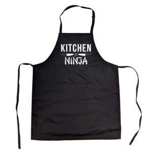 crazy dog t-shirts cookout apron kitchen ninja funny cooking smock (black) - black; one size