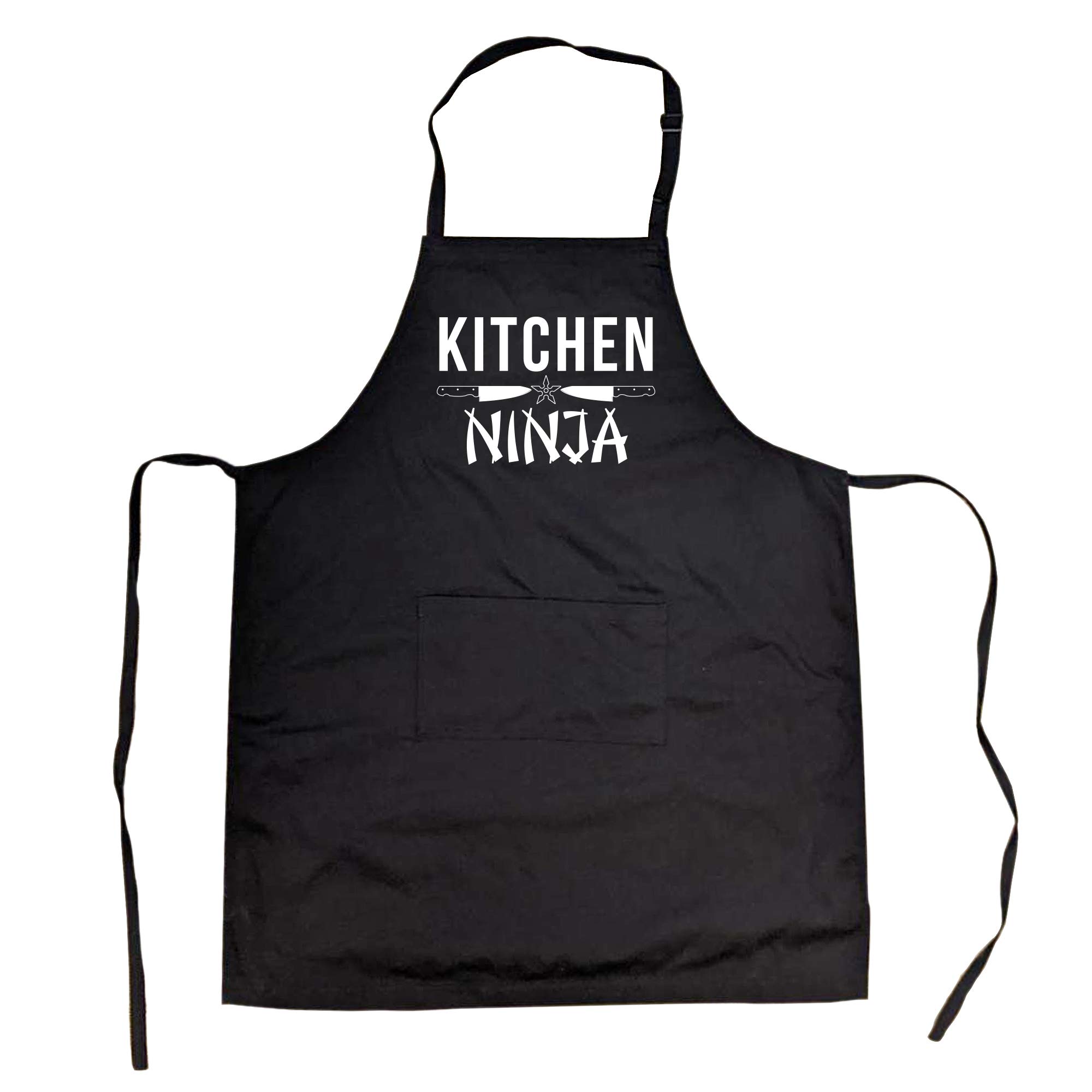 Crazy Dog T-Shirts Cookout Apron Kitchen Ninja Funny Cooking Smock (Black) - Black; One size