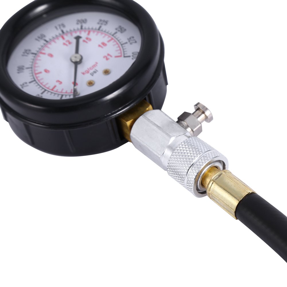 Professional Petrol Gas Engine Compression Tester, Test Gauge Kit Car Motorcycle Garage Tools with Case