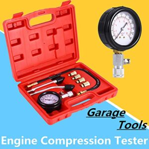 Professional Petrol Gas Engine Compression Tester, Test Gauge Kit Car Motorcycle Garage Tools with Case