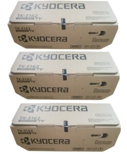 kyocera 1t02t90us0 model tk-3162 black toner kit, compatible with ecosys p3045dn monochrome laser printer, up to 12500 pages yield (pack of 3)