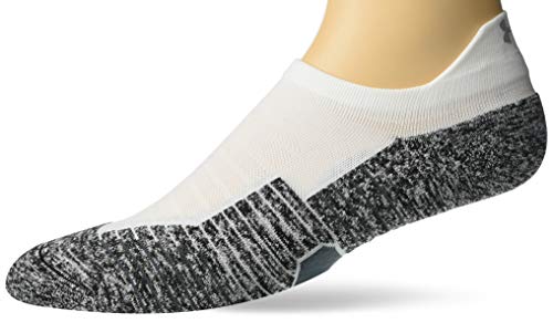 Under Armour Unisex-Adult Run Cushion No Show Tab Socks, Multipairs , White/Pitch Gray (1-Pair) , Medium