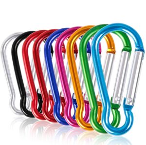 upins 100 pcs multicolored aluminum keychain carabiner spring clip d shape hook durable sport accessories for outdoor home rv fishing hiking traveling backpack